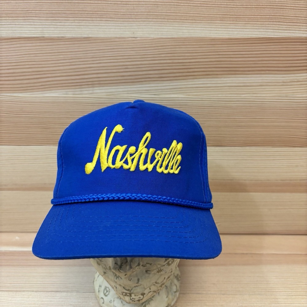 Vintage Nashville TN Vintage Snapback Hat Cap with Rope Music City Blue